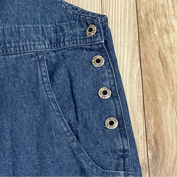 Vintage Agapo Womens Floral Embroidered Blue Cropped Denim Overalls Size 1X - Picture 7 of 9